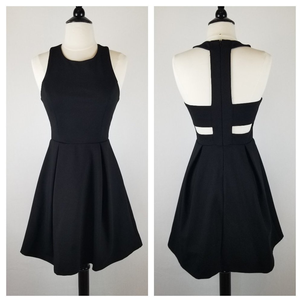 Lulus Black Fit and Flare Skater Mini Dress Sz S